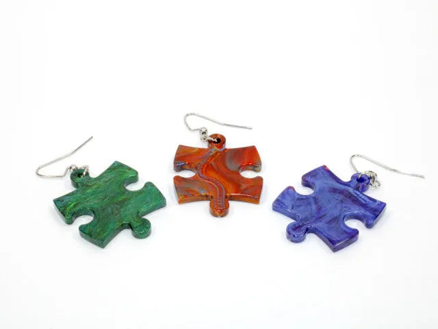 Chessex Earrings Scarab Puzzle Piece Pair (Assorted Dice Colors)