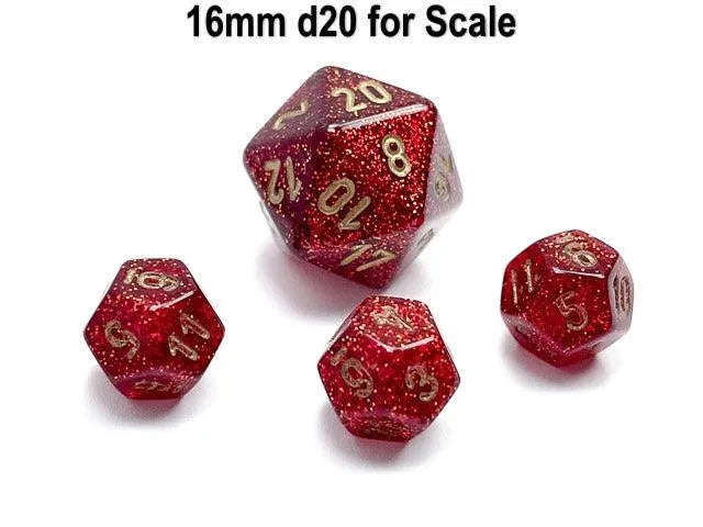 VR-111414 Chessex D12 Dice Glitter Mini-Polyhedral Ruby/gold d12 - Chessex - Titan Pop Culture