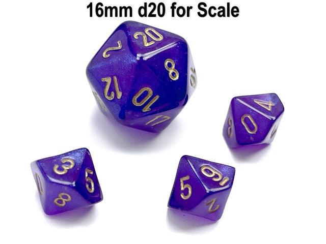 VR-111424 Chessex D10 Dice Borealis Mini-Polyhedral Royal Purple/gold Luminary d10 - Chessex - Titan Pop Culture