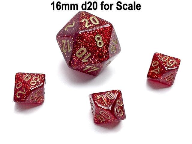 VR-111583 Chessex Tens 10 Dice Glitter Mini-Polyhedral Ruby/gold Tens 10 - Chessex - Titan Pop Culture