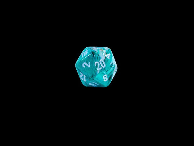 VR-111638 Chessex D20 Dice Marble Mini-Polyhedral Oxi-Copper/white d20 - Chessex - Titan Pop Culture