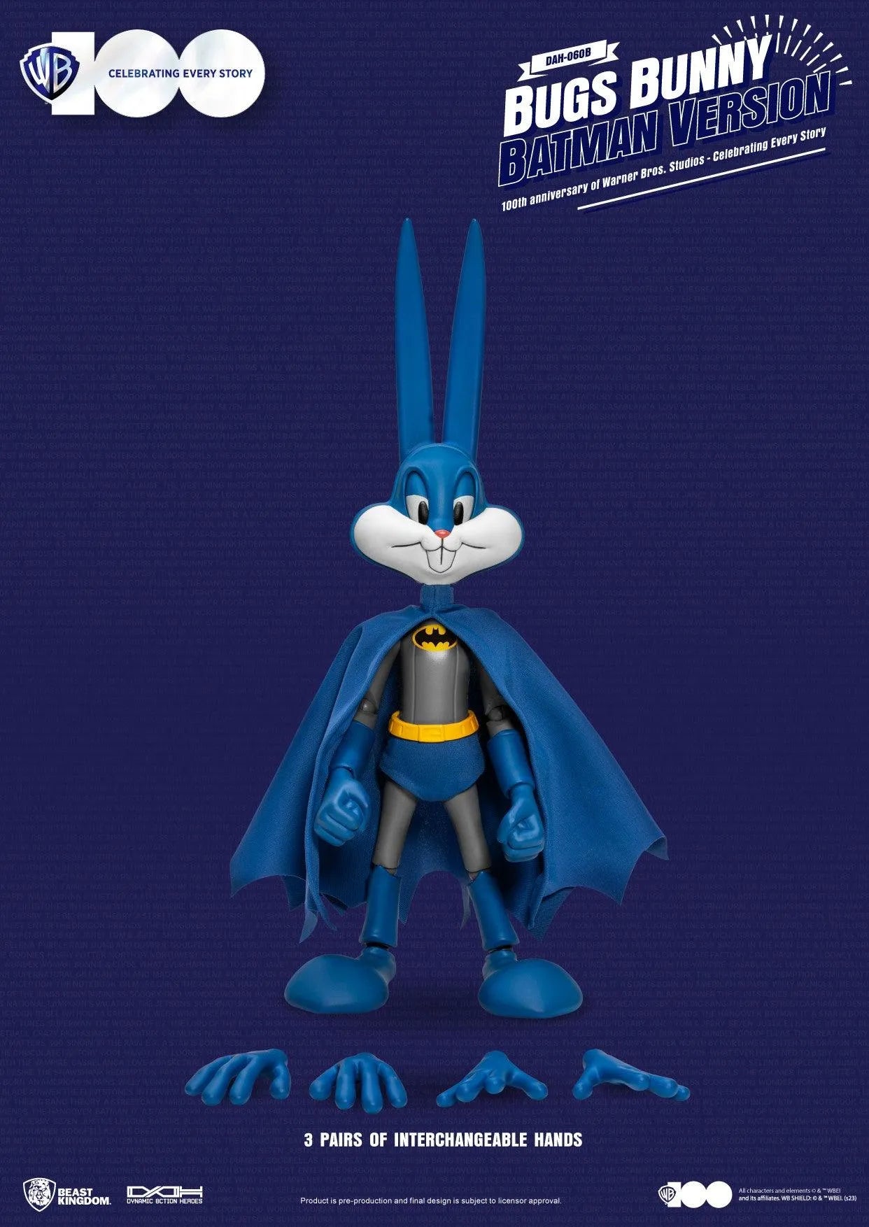 VR-114098 Beast Kingdom Dynamic Action Heroes 100th Anniversary of Warner Bros Studios Bugs Bunny Batman Version - Beast Kingdom - Titan Pop Culture