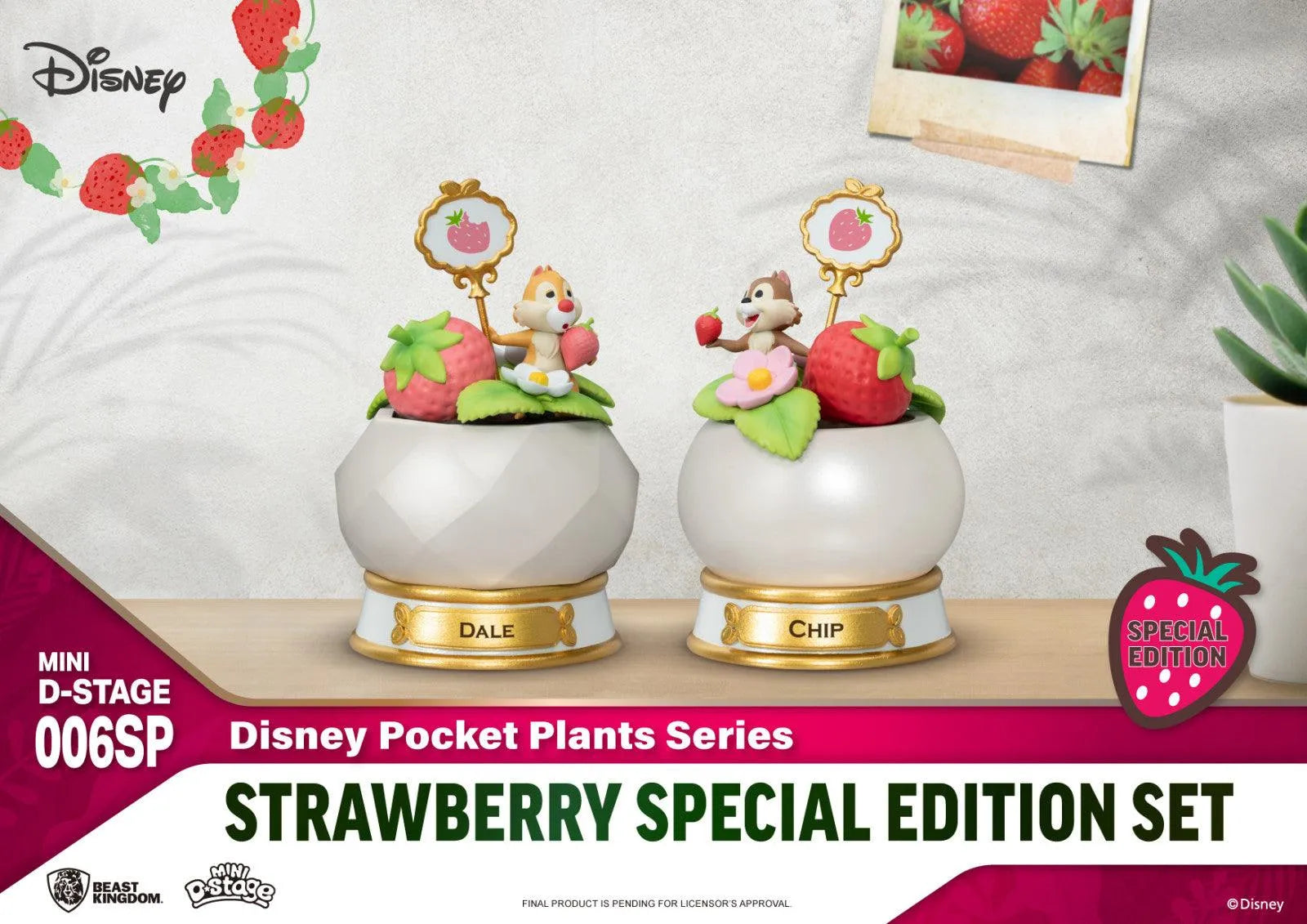 VR-114790 Beast Kingdom Mini D Stage Disney Pocket Plants Series Strawberry Special Edition Set Chip n Dale - Beast Kingdom - Titan Pop Culture