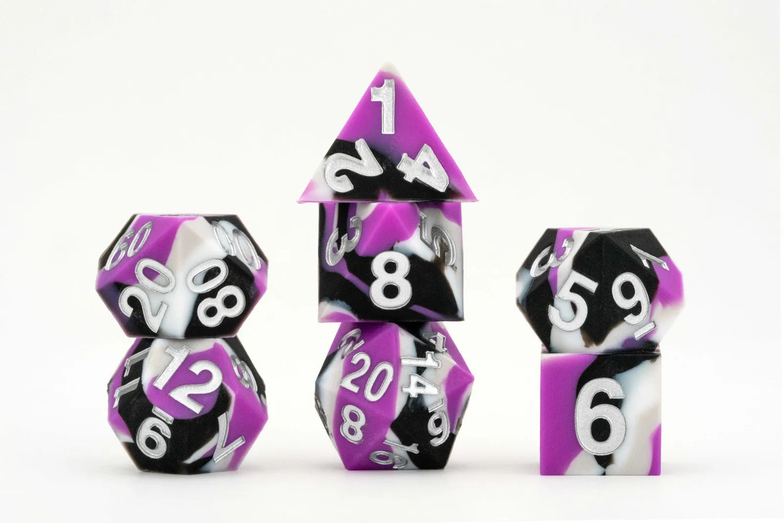 MDG 16mm Pride Sharp Edge Silicone Rubber Poly Dice Set: Asexual