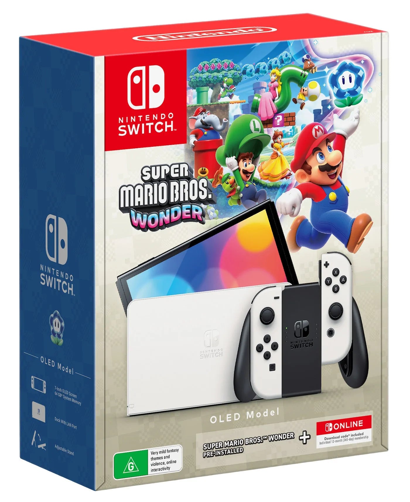 VR-121634 SWI Nintendo Switch OLED Model White Console: Super Mario Bros. Wonder + NSO 12 Months Hardware Bundle - Titan Pop Culture - Titan Pop Culture