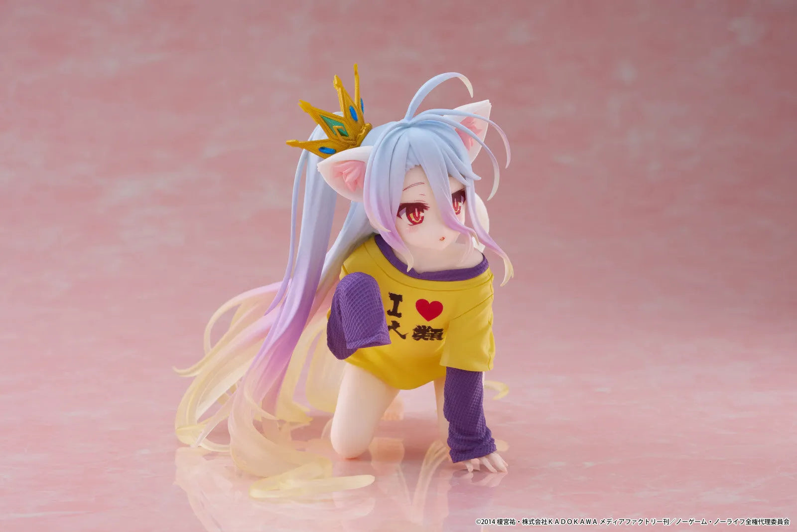 VR-121943 No Game No Life Desktop Cute Figure Shiro (Cat Ear T Shirt Version) - TAITO - Titan Pop Culture
