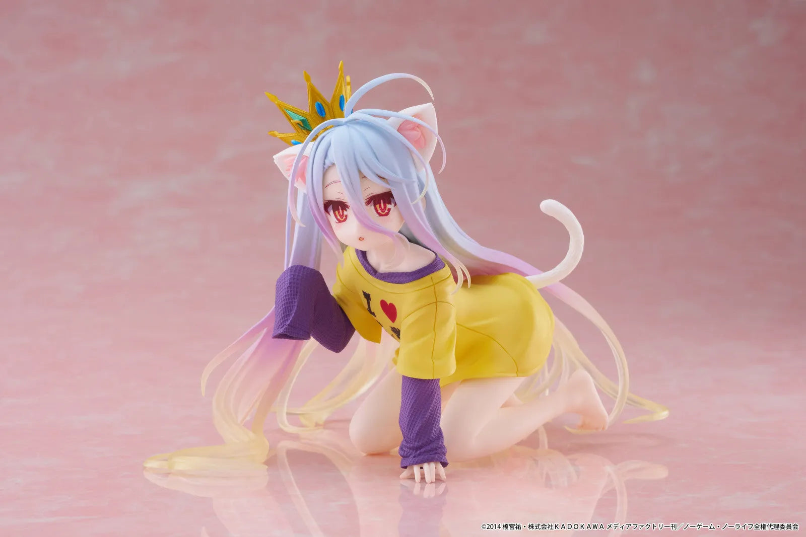 VR-121943 No Game No Life Desktop Cute Figure Shiro (Cat Ear T Shirt Version) - TAITO - Titan Pop Culture