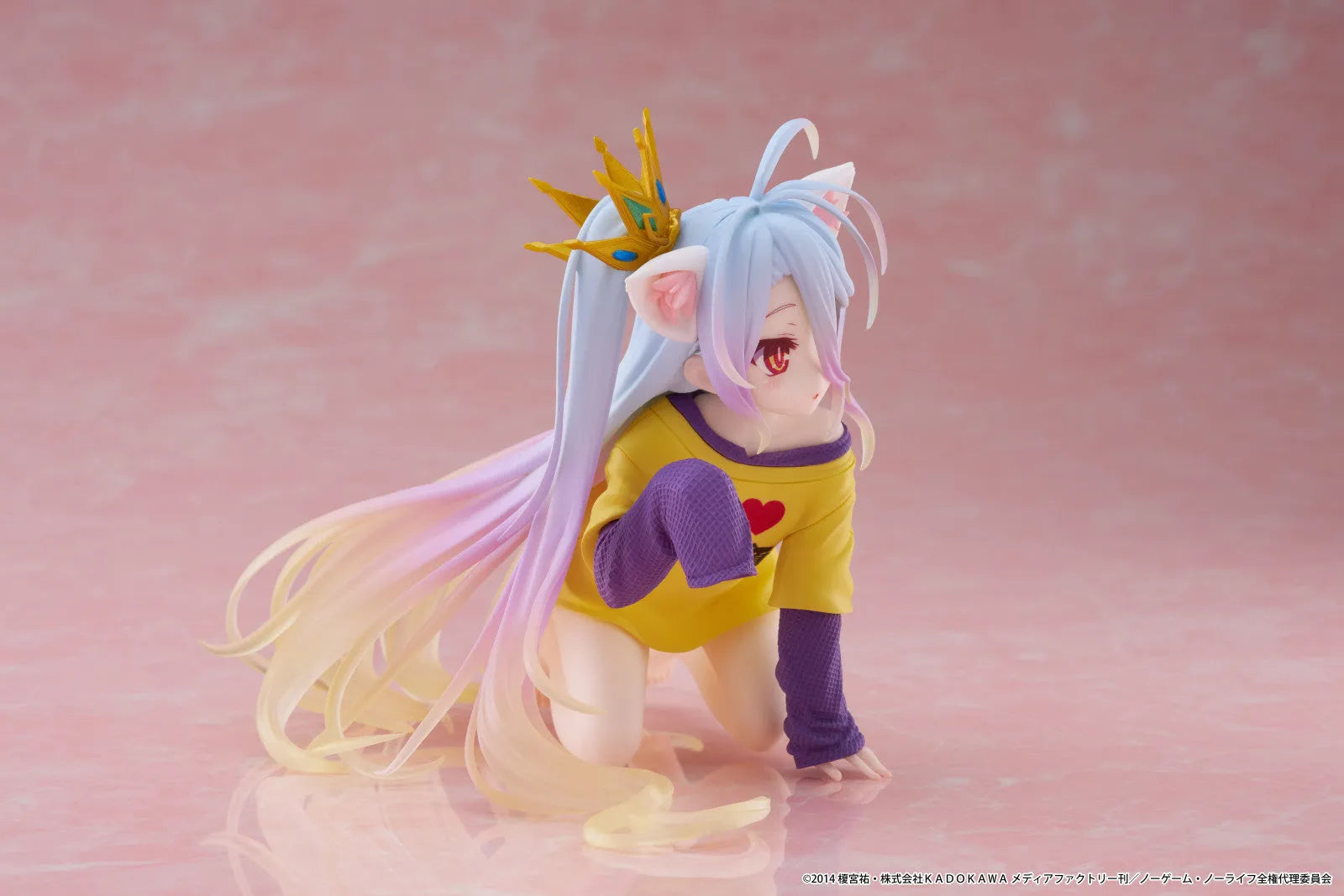 VR-121943 No Game No Life Desktop Cute Figure Shiro (Cat Ear T Shirt Version) - TAITO - Titan Pop Culture