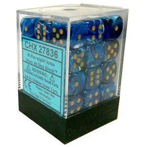 VR-26703 D6 Dice Vortex 12mm Blue/Gold (36 Dice in Display) - Chessex - Titan Pop Culture