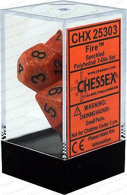 VR-27047 D7-Die Set Dice Speckled Polyhedral Fire (7 Dice in Display) - Chessex - Titan Pop Culture