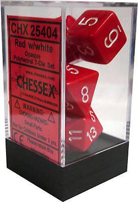 VR-27072 D7-Die Set Dice Opaque Polyhedral Red/White (7 Dice in Display) - Chessex - Titan Pop Culture