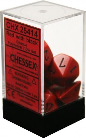 VR-27078 D7-Die Set Dice Opaque Polyhedral Red/Black (7 Dice in Display) - Chessex - Titan Pop Culture