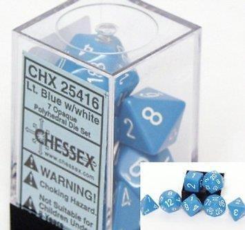 VR-27080 Chessex D7-Die Set Opaque Polyhedral Light Blue/white 7-Die Set - Chessex - Titan Pop Culture