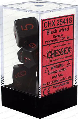 Chessex D7-Die Set  Opaque Polyhedral Black/red 7-Die Set