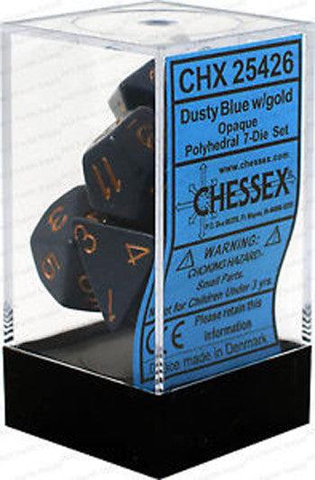 D7-Die Set Dice Opaque Polyhedral Dusty Blue/Copper (7 Dice in Display)