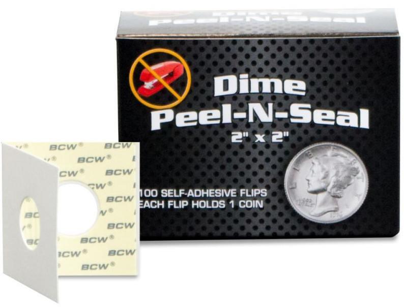VR-49610 BCW Peel n Seal Paper Flips Adhesive Dime (2" x 2") (100 Flips Per Box) - BCW - Titan Pop Culture