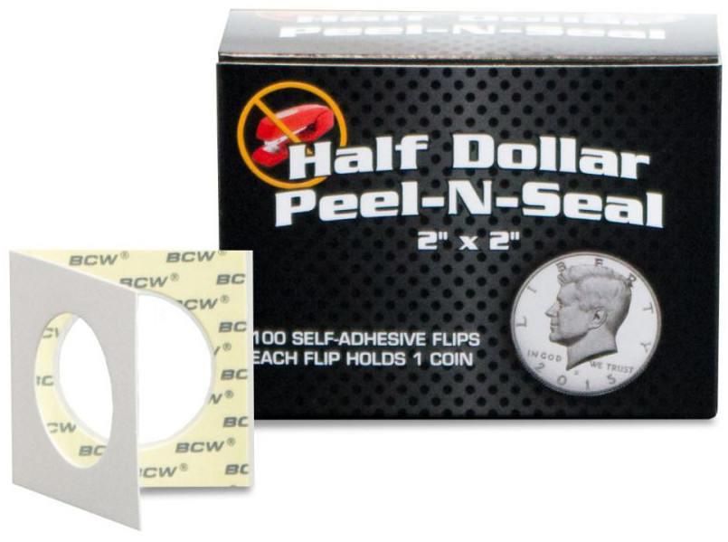 VR-49629 BCW Peel n Seal Paper Flips Adhesive Half Dollar (2" x 2") (100 Flips Per Box) - BCW - Titan Pop Culture