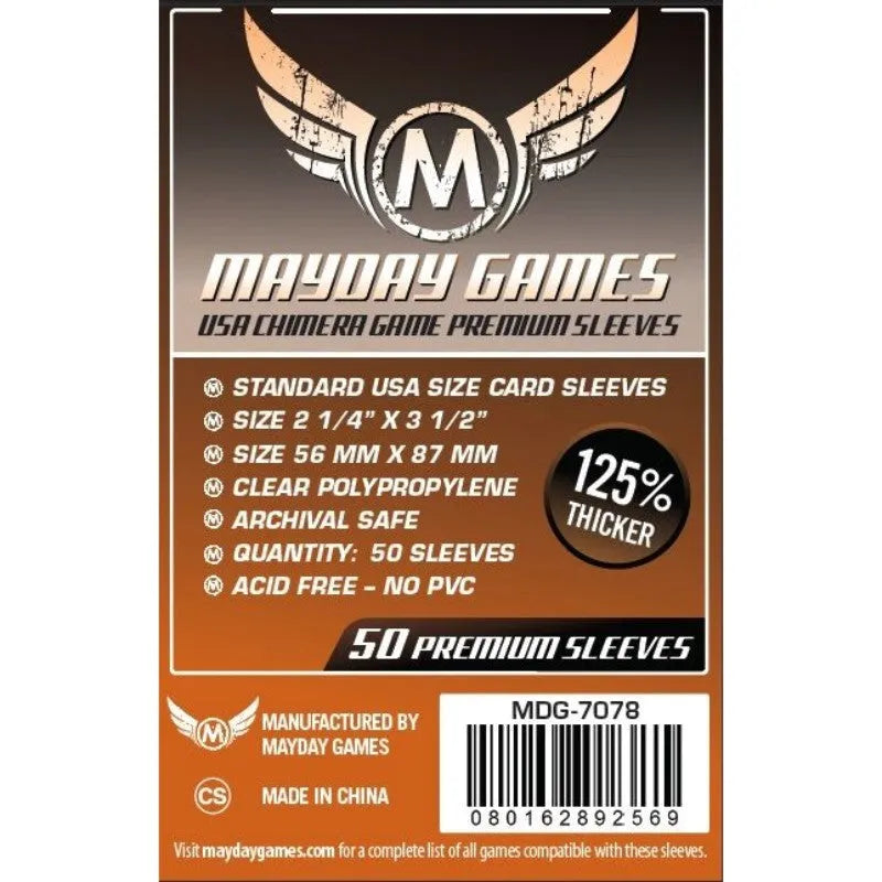 VR-53828 Mayday - Premium USA Chimera Game Sleeves (Pack of 50) - 57.5 MM X 89 MM (Orange) - Mayday - Titan Pop Culture