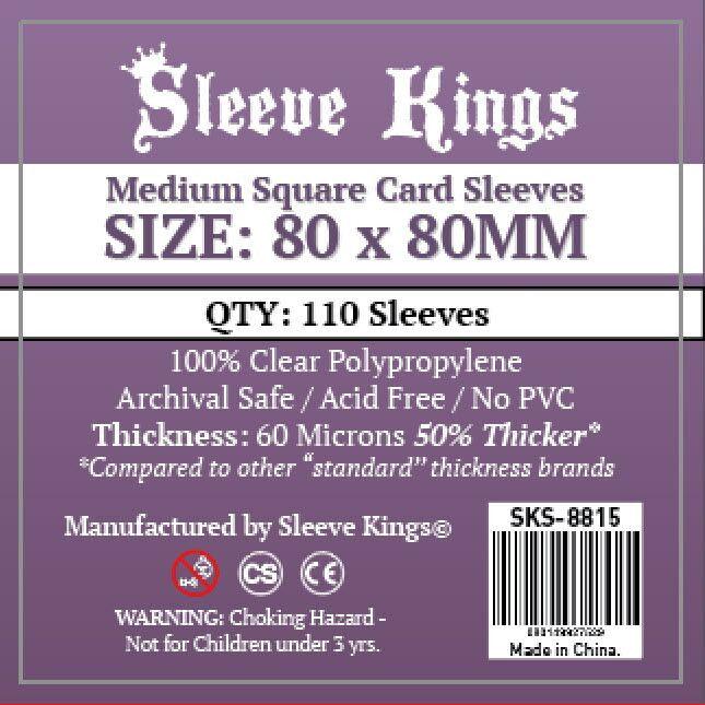 VR-67722 Sleeve Kings Board Game Sleeves Medium Square (80mm x 80mm) (110 Sleeves Per Pack) - Sleeve Kings - Titan Pop Culture