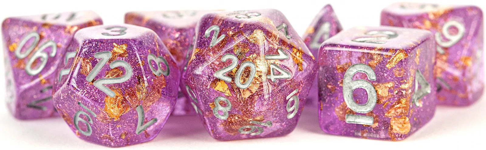 VR-72688 MDG Digital Resin Dice Set 16mm - Purple with Gold Foil - FanRoll by Metallic Dice Games - Titan Pop Culture
