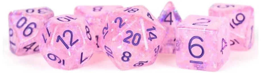 MDG Resin Flash Dice Set 16mm Polyhedral - Pink