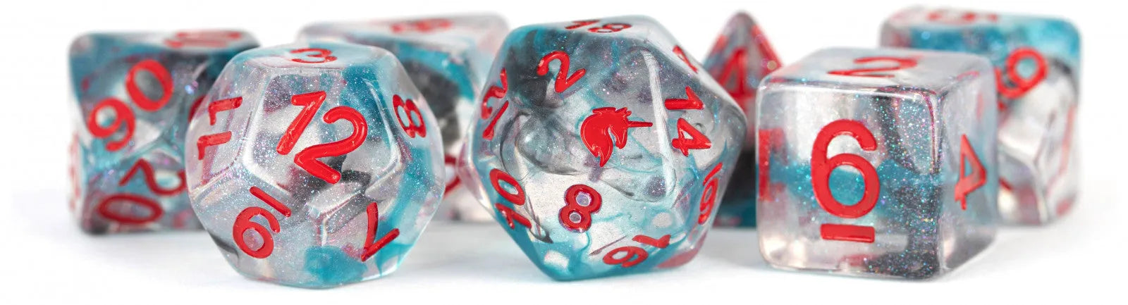 VR-78294 MDG Unicorn Resin Polyhedral Dice Set - Battle Wounds - FanRoll by Metallic Dice Games - Titan Pop Culture