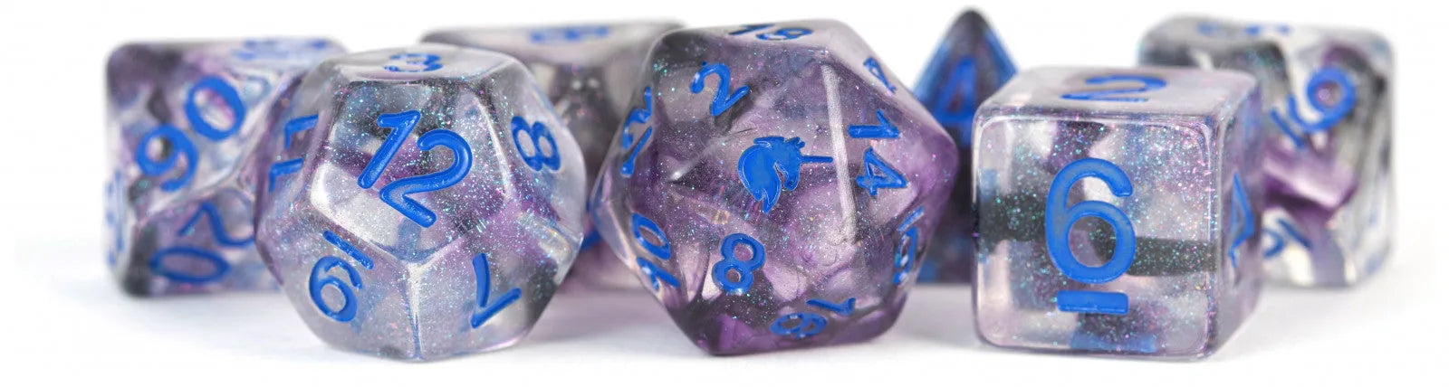 MDG Unicorn Resin Polyhedral Dice Set - Stellar Storm