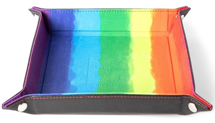 VR-81339 MDG Velvet Folding Dice Tray - Watercolour Rainbox (10"x10") - FanRoll by Metallic Dice Games - Titan Pop Culture