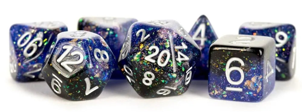 VR-84203 MDG Resin Eternal Polyhedral Dice Set 16mm - Blue/Black - FanRoll by Metallic Dice Games - Titan Pop Culture