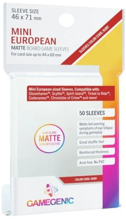 VR-85707 Gamegenic Matte Board Game Sleeves - Size Code RUBY - Mini European Sized (46mm x 71mm) (50 Sleeves Per Pack) - Gamegenic - Titan Pop Culture