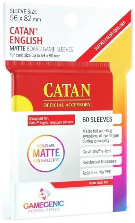 VR-85708 Gamegenic Matte Board Game Sleeves - Size Code RED - Catan English (56mm x 82mm) (50 Sleeves Per Pack) - Gamegenic - Titan Pop Culture