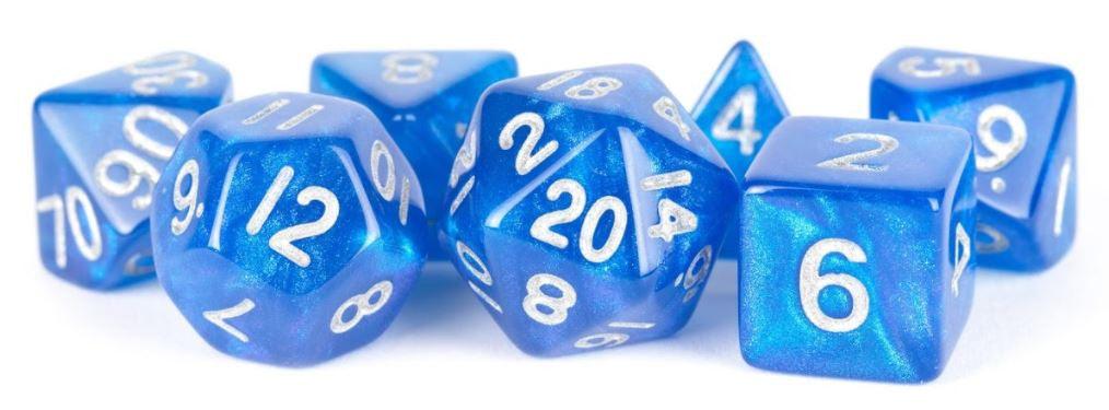 VR-85824 MDG Acrylic 16mm Polyhedral Dice Set - Stardust Blue - FanRoll by Metallic Dice Games - Titan Pop Culture