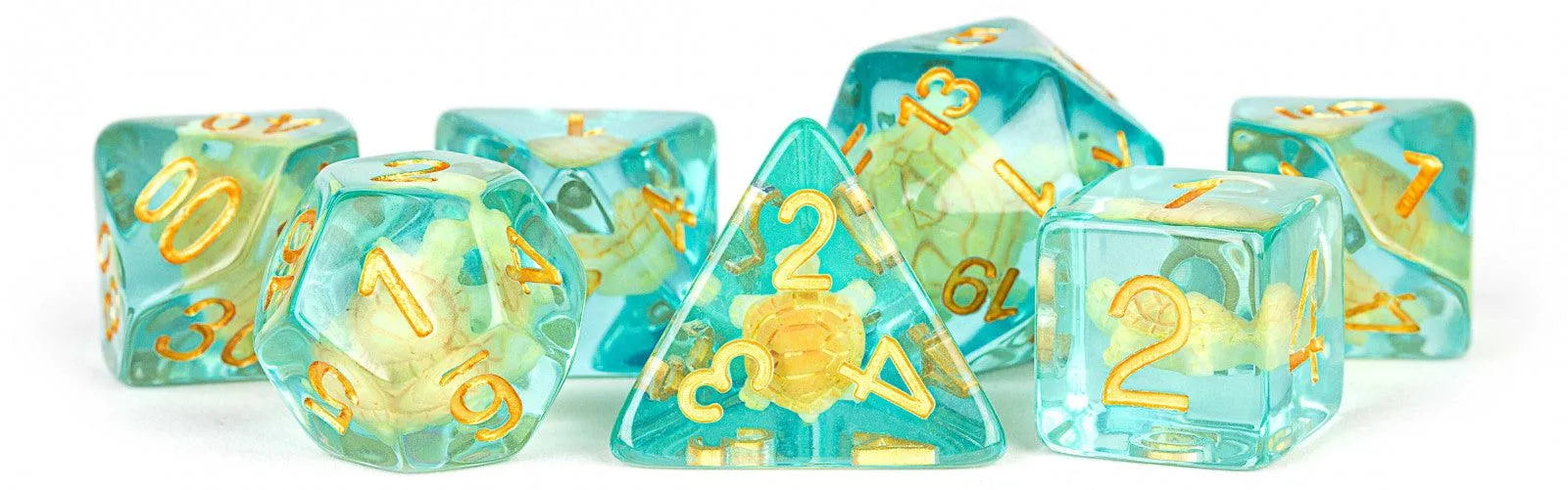 VR-91831 MDG Resin 16mm Polyhedral Dice Set - Turtle - FanRoll by Metallic Dice Games - Titan Pop Culture