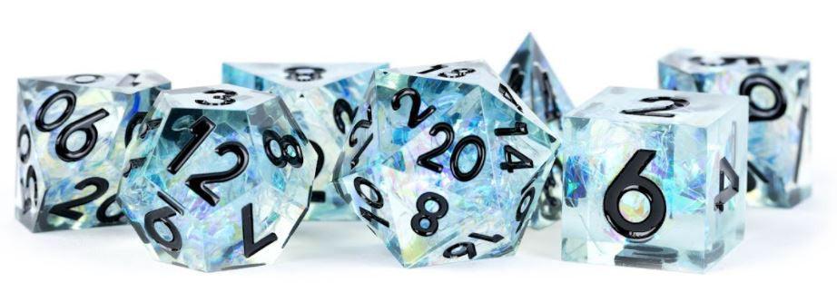 VR-94016 MDG Handcrafted Sharp Edge Resin Dice Set - Captured Frost - FanRoll by Metallic Dice Games - Titan Pop Culture