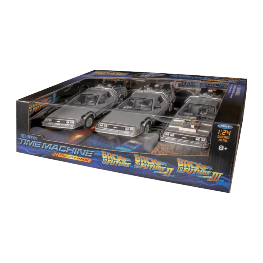 WEL22400-3G Back to the Future - 1:24 Trilogy Gift DeLorean Replica Set - Welly - Titan Pop Culture