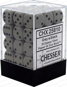VR-26873 D6 Dice Opaque 12mm Dark Grey/Black (36 Dice in Display) - Chessex - Titan Pop Culture