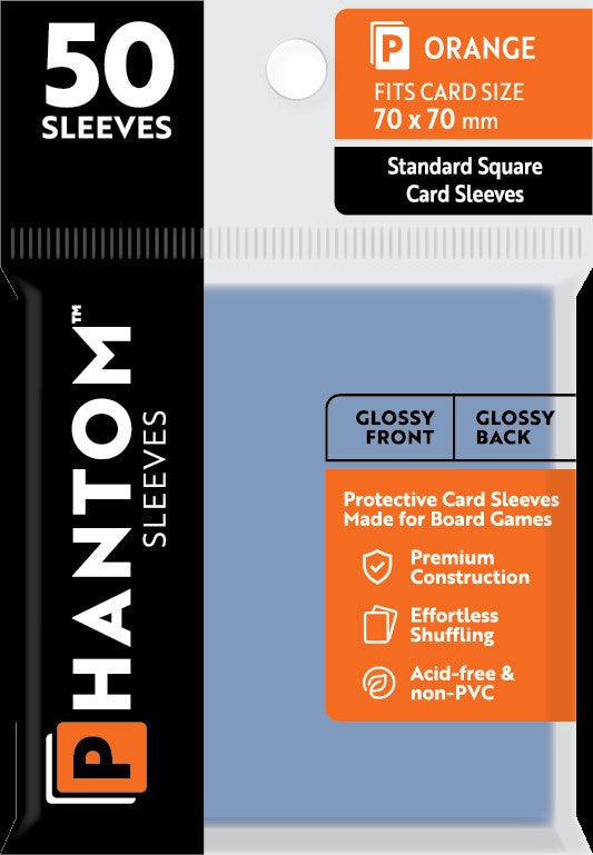 Phantom Sleeves: Orange Size (70mm x 70mm) - Gloss/Gloss (50)