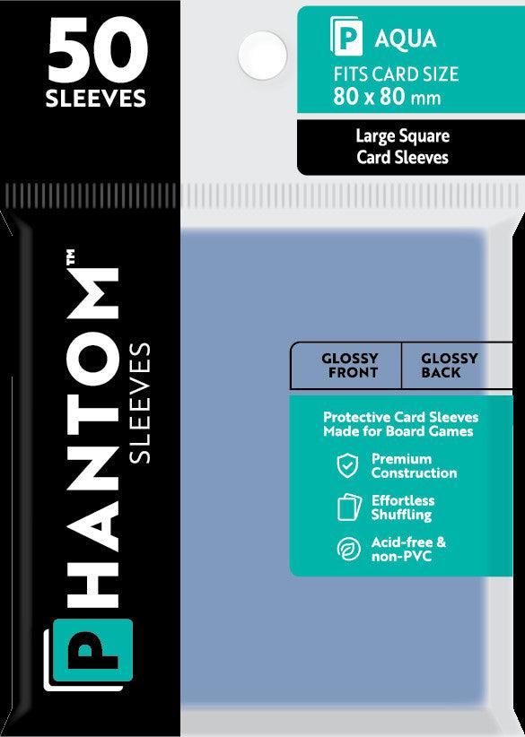 Phantom Sleeves: Aqua Size (80mm x 80mm) - Gloss/Gloss (50)