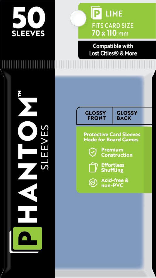 Phantom Sleeves: Lime Size (70mm x 110mm) - Gloss/Gloss (50)