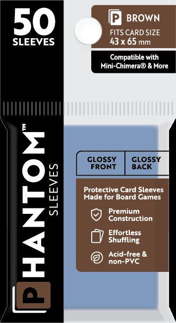 Phantom Sleeves: Brown Size (43mm x 65mm) - Gloss/Gloss (50)