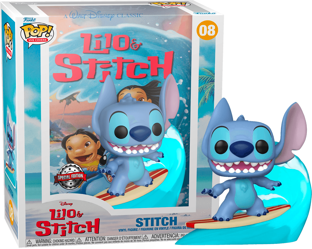 Lilo & Stitch - Stitch on Surfboard Pop! VHS Covers Vinyl  Funko Titan Pop Culture