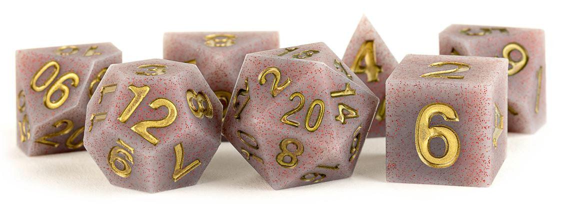 MDG Sharp Edge Silicone Rubber Dice Set 16mm - Volcanic Soot FanRoll by Metallic Dice Games Titan Pop Culture