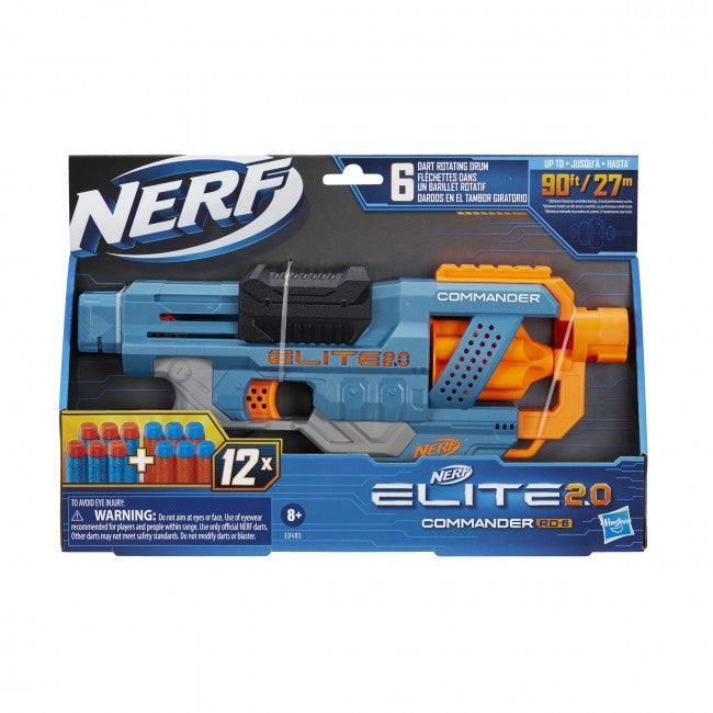 E9485 Nerf Elite 2.0 Commander RD-6 Blaster, 12 Official Nerf Darts, 6-Dart Rotating Drum, Built-In Customizing Capabilities (27M) - Nerf - Titan Pop Culture