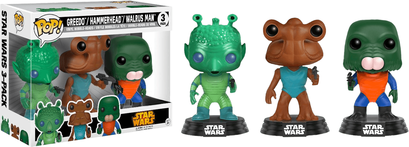 FUN11487 Star Wars - Cantina Greedo / Hammerhead / Walrus Man US Exclusive Pop! Vinyl 3-Pack - Funko - Titan Pop Culture