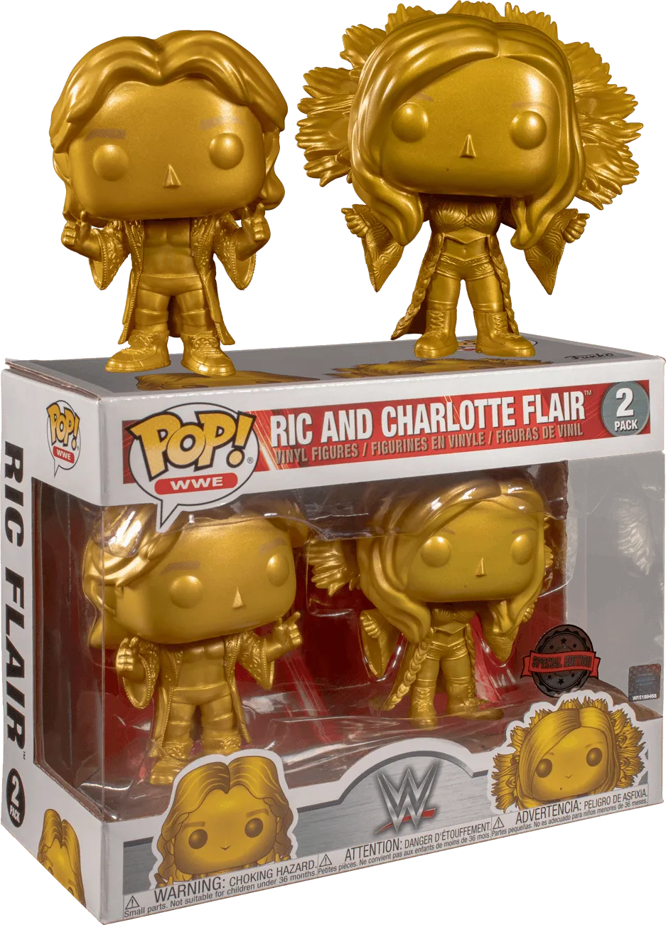 FUN42050 WWE - Ric and Charlotte Flair Gold US Exclusive Pop! Vinyl 2-pack - Funko - Titan Pop Culture