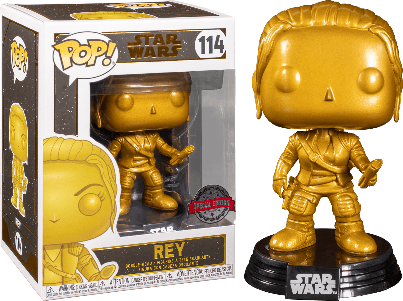 FUN43021 Star Wars - Rey Gold Metallic US Exclusive Pop! Vinyl - Funko - Titan Pop Culture