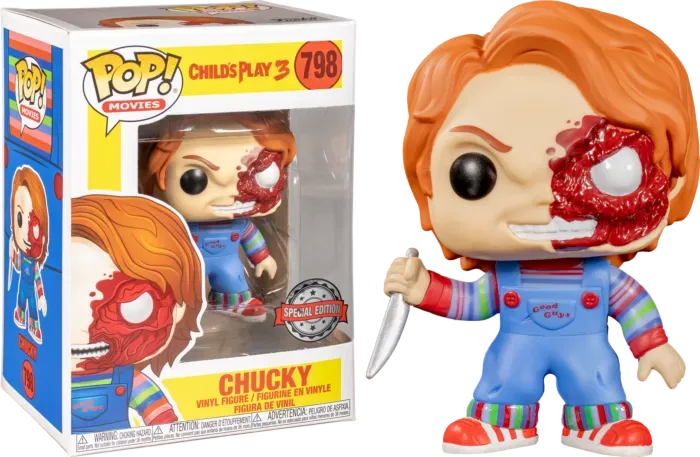 FUN43032 Child's Play - Chucky Half Battle Damaged US Exclusive Pop! Vinyl - Funko - Titan Pop Culture