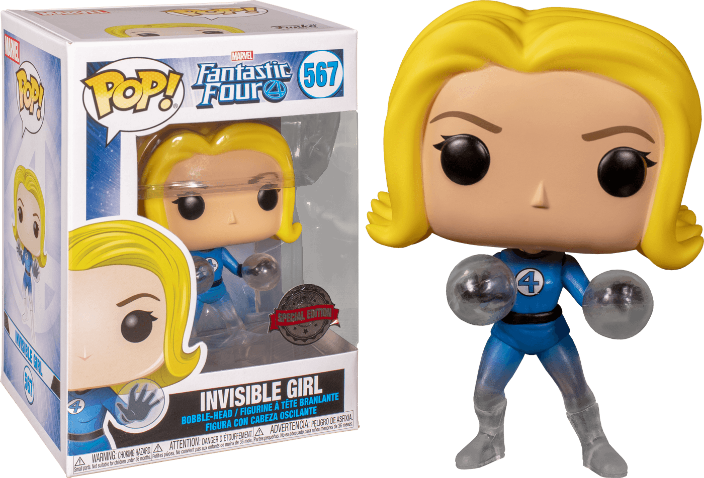 FUN45005 Fantastic Four - Invisible Girl Translucent US Exclusive Pop! Vinyl - Funko - Titan Pop Culture