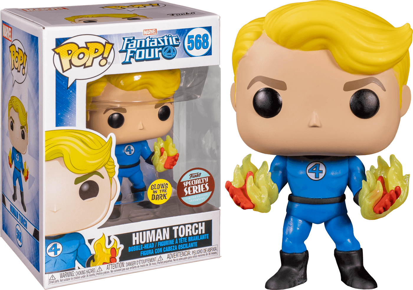 FUN45006 Fantastic Four - Human Torch Suited Glow Specialty series Exclusive Pop! Vinyl - Funko - Titan Pop Culture