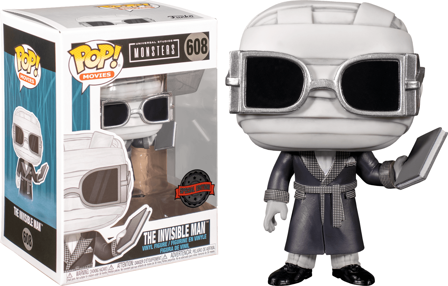 FUN46856 Universal Monsters - Invisible Man Black & White US Exclusive Pop! Vinyl [RS] - Funko - Titan Pop Culture